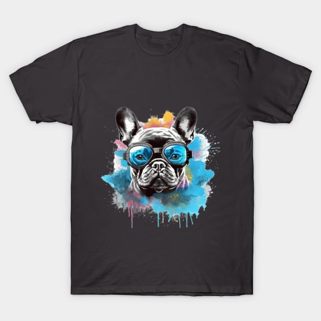 Dog French Bulldog wearing goggles T-Shirt by Tee Shreads